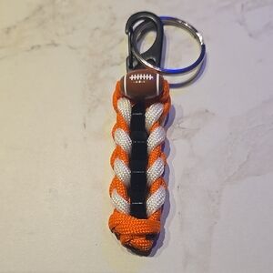 UT Orange & White Hexnut Keychain With Football Charm